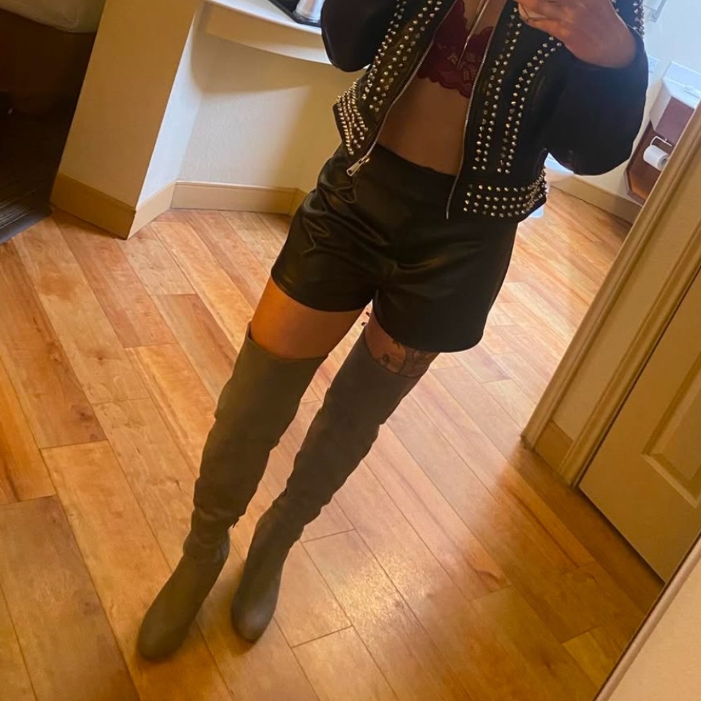 Grey Suede Over-the Knee Boots